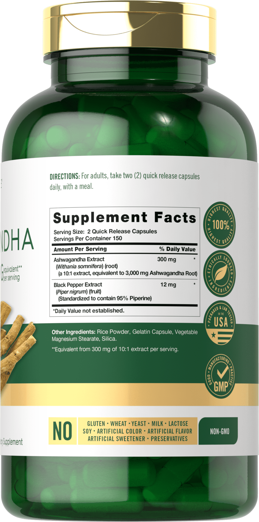 Ashwagandha Supplement 3000Mg | 300 Capsules | Non-Gmo, Gluten Free | by